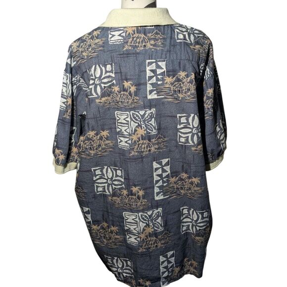 Aloha Hut Hawaii Mens Polo Shirt XXL 100% Cotton Palm Tree Tribal Print - Picture 5 of 5
